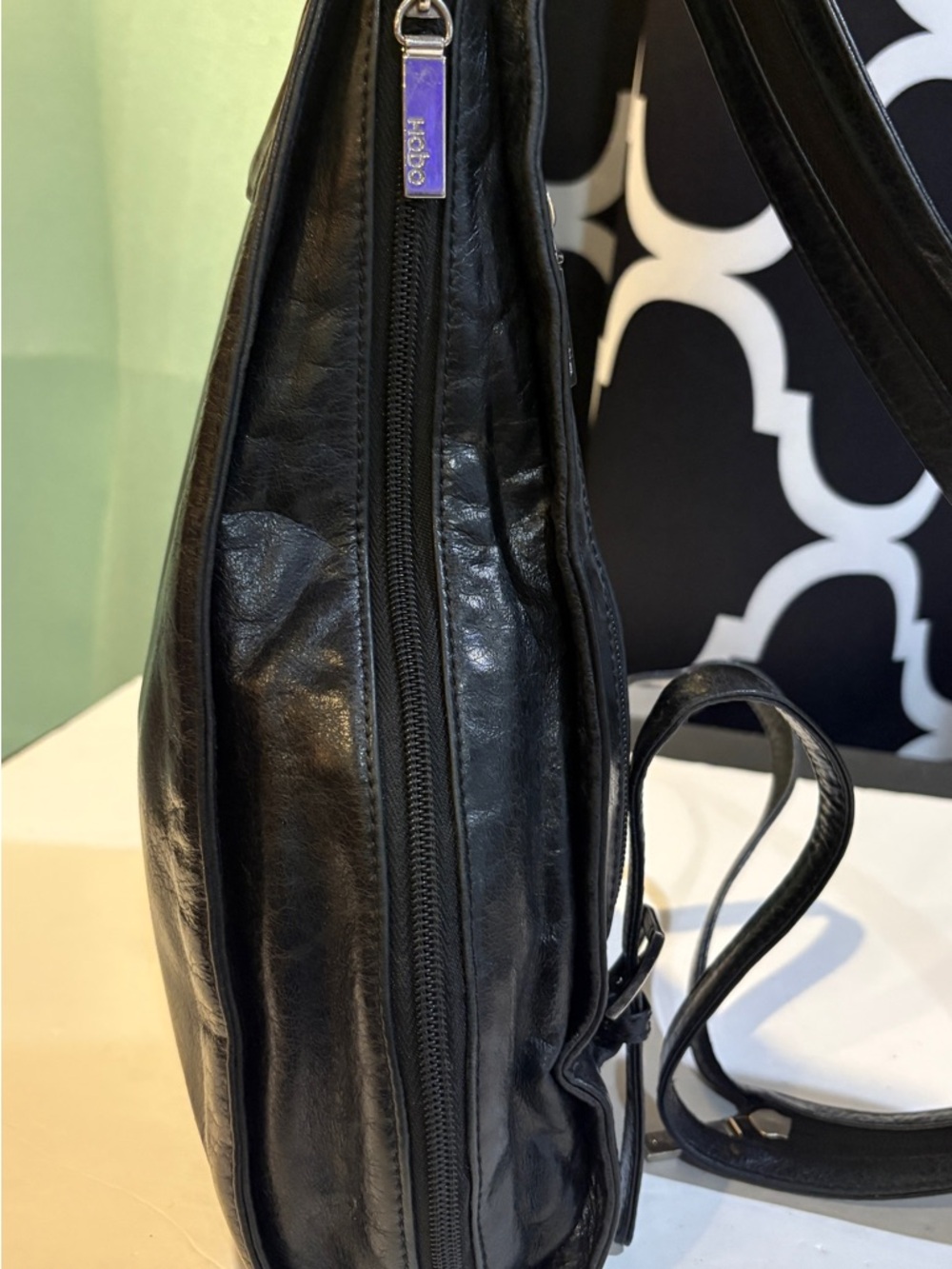 HOBO Black Leather Backpack Slouchy Vintage Style. - Picture 7 of 8